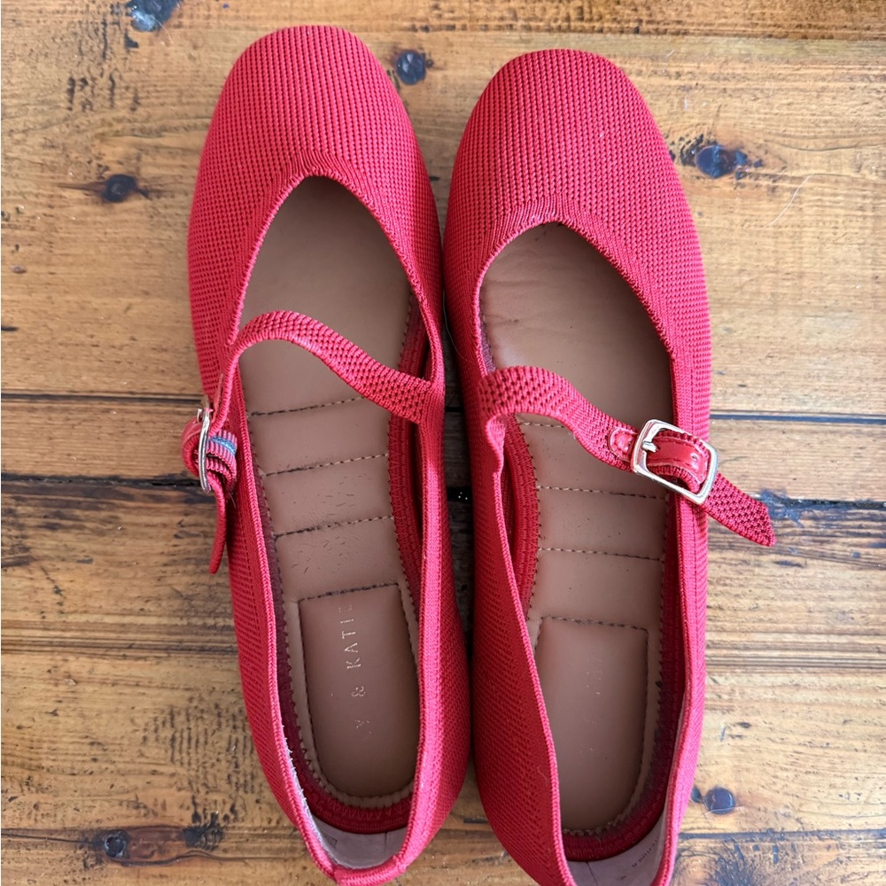 Red Mary Jane Flats